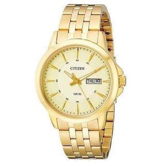 forgyldt rustfri stål quartz med Herre ur fra Citizen, BF2013-56P